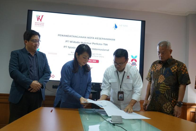 PT Widodo Makmur Perkasa Tbk menandatanganiperjanjian kerja sama dengan PT Spade Investment International (SII) untuk rencana ekspor produk ke Tiongkok.