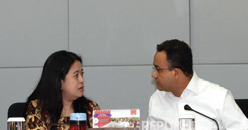 Ketua DPP PDIP Puan Maharani dan gubernur DKI Jakarta periode 2017-2022 Anies Rasyid Baswedan.