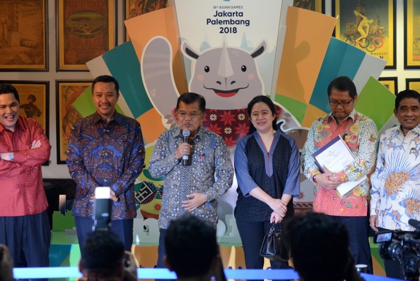 Puan Maharani usai Rapat Persiapan Pelaksanaan Asian Games 2018 di Kantor KOI - Building FX Plaza Office Lantai 19, Senayan, Jakarta, Sabtu (25/3/2017).