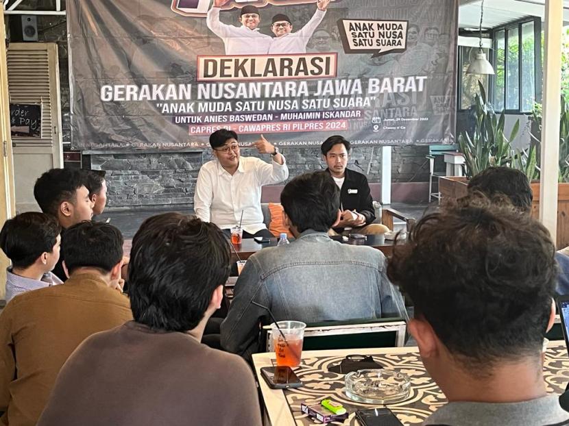 Puluhan perwakilan pemimpin muda dari berbagai kabupaten/kota dan kampus di Jawa Barat (Jabar) mendeklarasikan dukungan kepada pasangan Anies-Muhaimin (Amin).