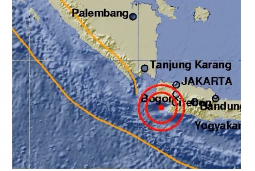 Pusat gempa di Lebak, Banten, Rabu (24/1) siang.