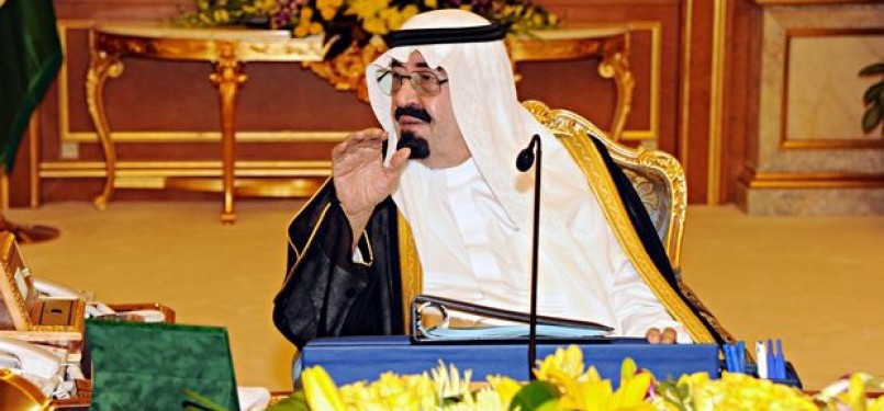  Raja Abdullah saat memimpin rapat kabinet di Riyadh. 