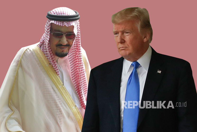Raja Salman Telepon Donald Trump. Foto: Raja Salman dan Donald Trump