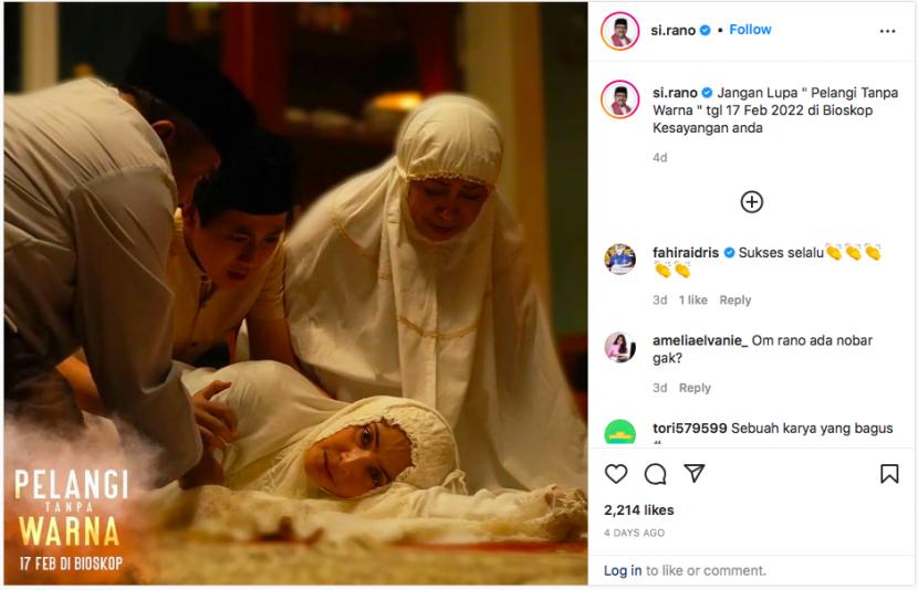 Rano Karno melalui akun Instagramnya mengumumkan Film Pelangi Tanpa Warna tayang di bioskop pada 17 Februari 2020.