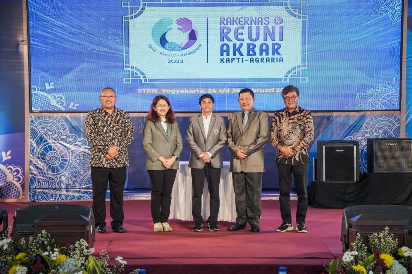 Rapat Kerja Nasional (Rakernas) Keluarga Alumni Pendidikan Tinggi Agraria (Kapti-Agraria) Tahun 2023, yang digelar di Aula Sekolah Tinggi Pertanahan Nasional (STPN), Kota Yogyakarta, Jumat (24/02/2023).