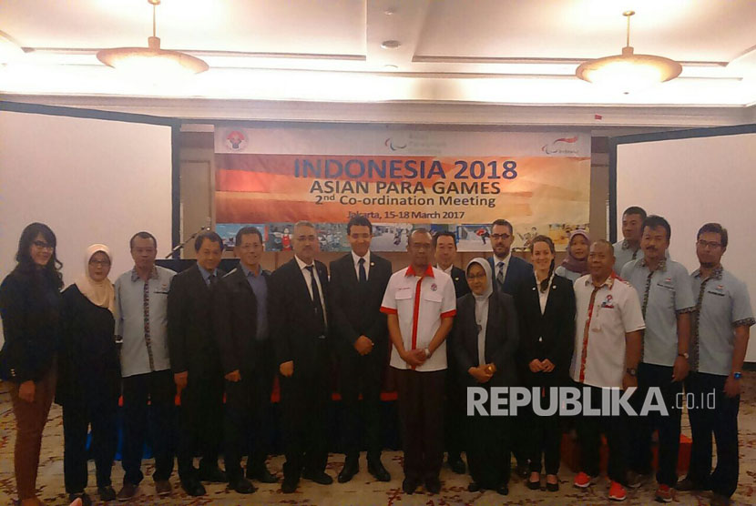 Rapat Koordinasi (Coorcom) Pertama Komite Paralimpiade Asia (APC) bersama Sekretaris Menteri Pemuda dan Olahraga Gatot Dewa Broto di Hotel Menara Peninsula, Jakarta, Rabu (15/3) 