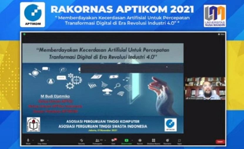 Rapat Koordinasi Nasional (Rakornas) Asosiasi Pendidikan Tinggi Informatika dan Komputer (Aptikom) 2021, diselenggarakan dengan rangkaian acara selama satu minggu, dari tanggal 1 s/d 6 November 2021.