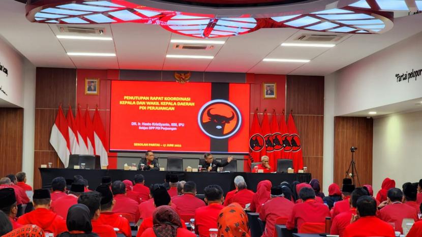 Rapat Koordinasi Nasional (Rakornas) Kepala dan Wakil Kepala Daerah PDIP di Sekolah Partai, Lenteng Agung, Jakarta Selatan, Jumat (17/6/2022).