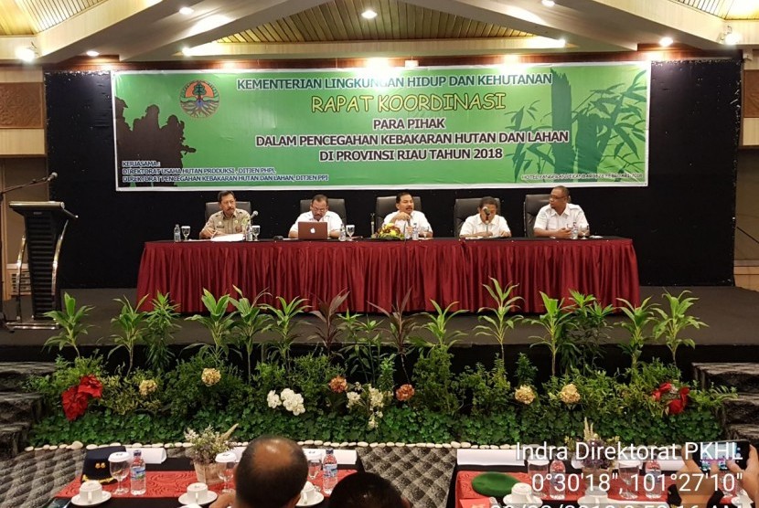 Rapat Koordinasi Para Pihak dalam Pencegahan Kebakaran Hutan dan Lahan di Provinsi Riau Tahun 2018, di Pekanbaru, Rabu (28/2).