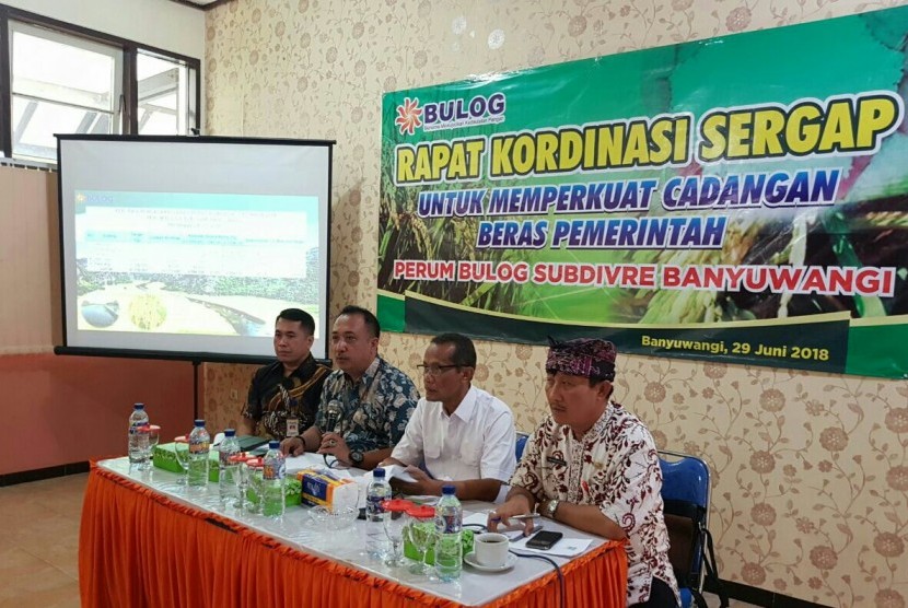 Rapat koordinasi penyerapan gabah di Banyuwangi, Jawa Timur, pekan lalu.