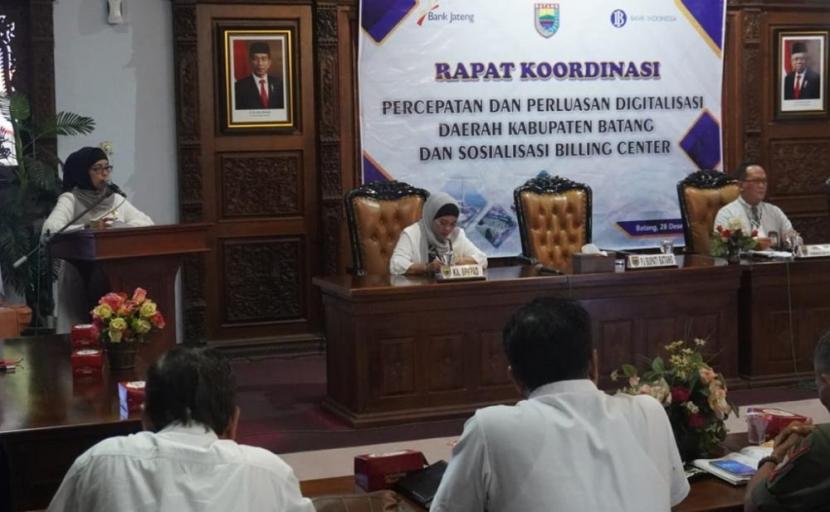 Rapat koordinasi percepatan perluasan digitalisasi daerah dan billing center Kabupaten Batang di Aula Bupati, Kabupaten Batang, Rabu (28/12/2022). 