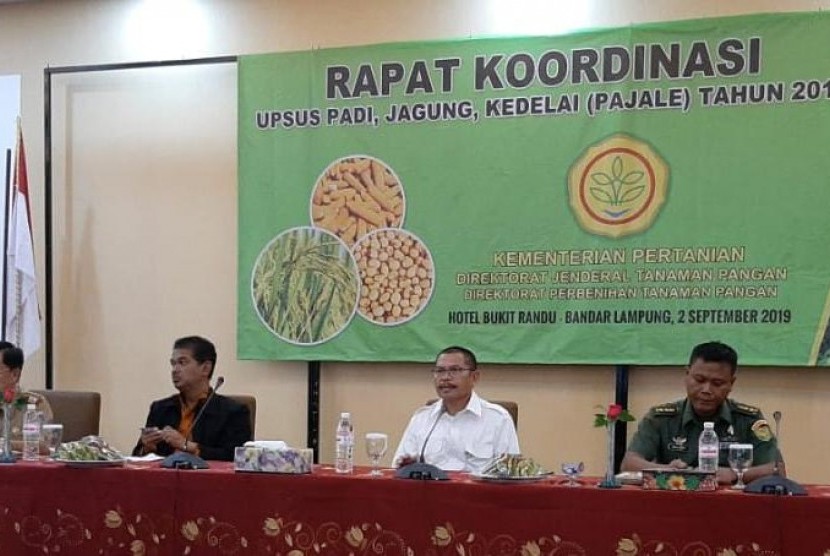 Rapat Koordinasi (Rakor) Evaluasi, Koordinasi dan Pelaporan kegiatan Program Upaya Khusus Padi, Jagung dan Kedelai (UPSUS Pajale) di Lampung, Senin (2/9).
