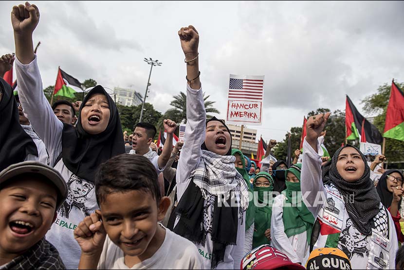 Indonesia: Palestina Harus Selesai dengan Solusi Dua Negara. Demonstrasi mendukung Palestina di Jakarta (ilustrasi).