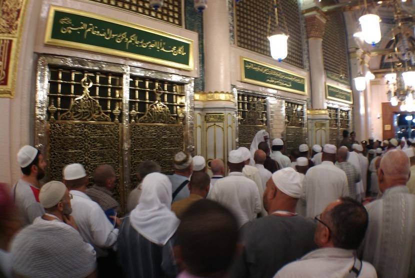 Raudhah di Masjid Nabawi, Madinah, Arab Saudi.