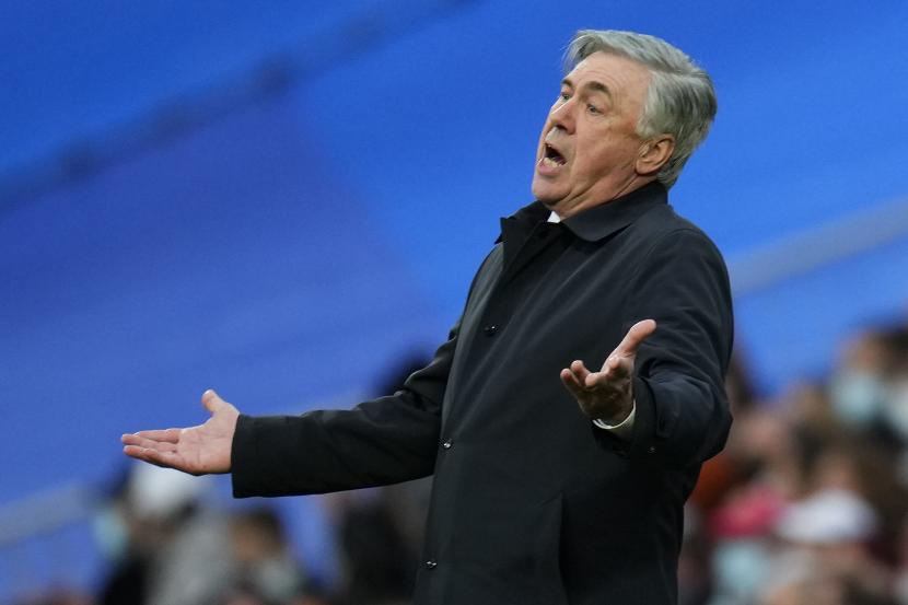 Reaksi kecewa pelatih Real Madrid Carlo Ancelotti.