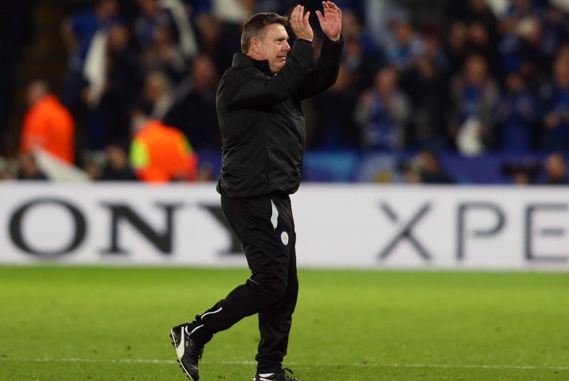 Reaksi pelatih Leicester City, Craig Shakespeare seusai laga Liga Champions lawan Sevilla di stadion King Power, Rabu (15/3) dini hari WIB. Leicester berhasil melaju ke babak perempat final.