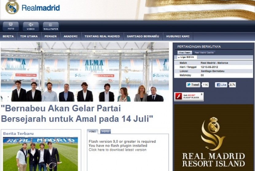 Real Madrid berbahasa Indonesia.