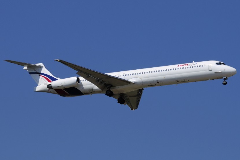 REFILE - ADDING RESTRICTION A Swiftair MD-83 airplane is seen in this undated photo. Authorities have lost contact with an Air Algerie flight en route from Ouagadougou in Burkina Faso to Algiers with 110 passengers on board, Algeria's APS state news agency