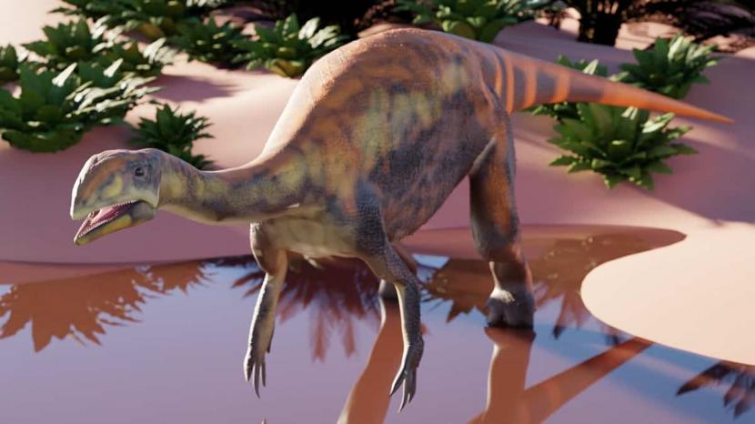 Rekonstruksi dinosaurus Issi Saaneg yang ditemukan di Greenland.