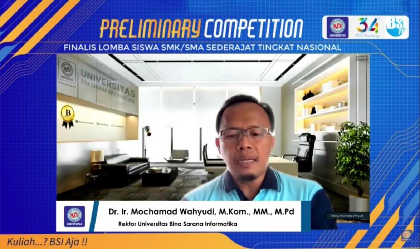 Rektor Universitas BSI Dr Ir Mochamad Wahyudi dalam acara menyambut HUT BSI ke-34 yang mengusung tema ‘Sinergi Membangun Negeri’.