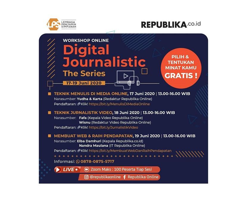 Republika akan mengelar workshop online Digital Journalistic. 