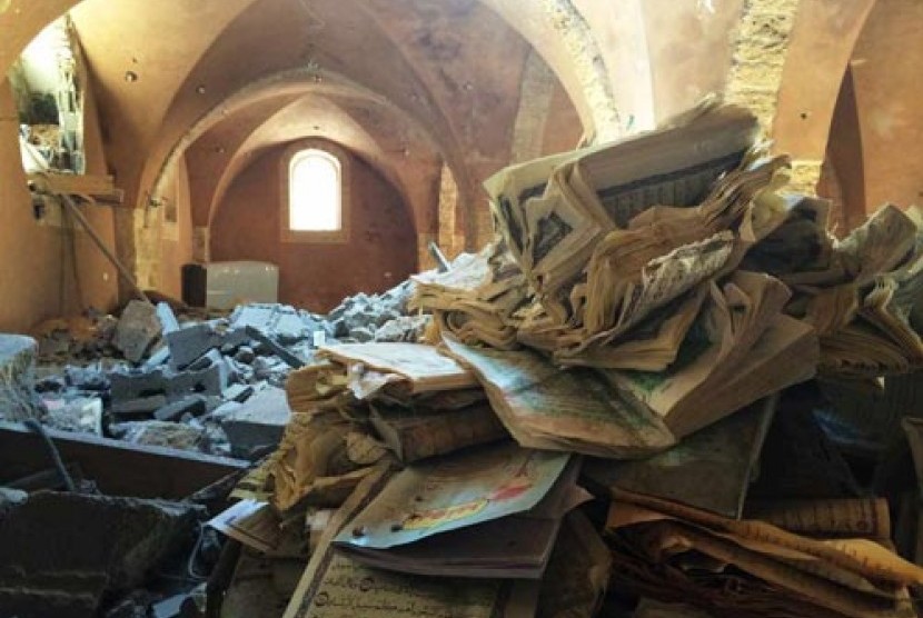 Reruntuhan Masjid Omari, Gaza, Palestina.