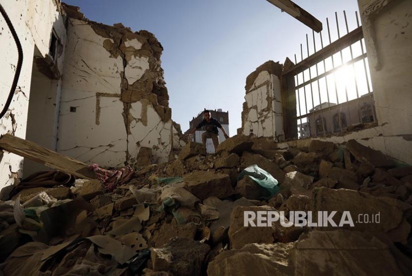 Arab Saudi kembali gempur Kota Sanaa ibu kota Yaman. Ilustrasi Reruntuhan sisa perang di Kota Sana