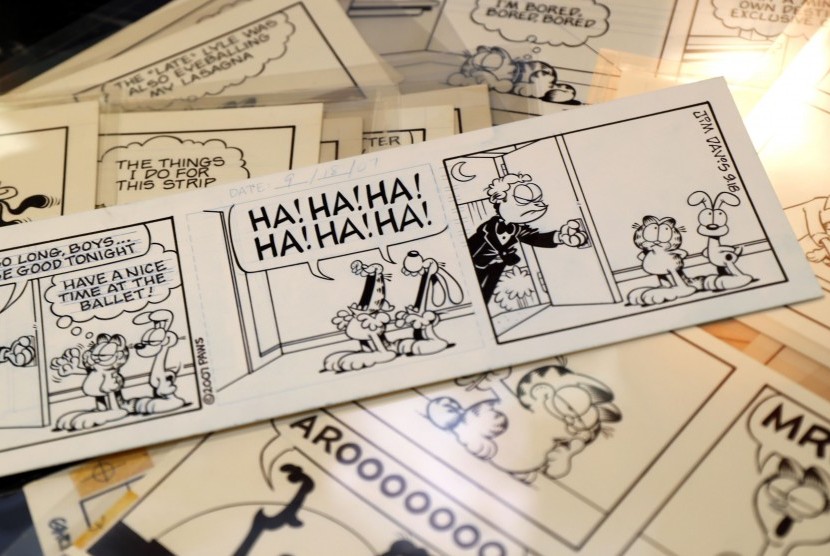 Ribuan lembar komik strip Garfield karya Jim Davis akan dilelang.