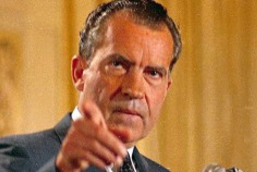 Pada 8 Agustus 1974 Richard Nixon mundur dari jabatan presiden AS. Ilustrasi.