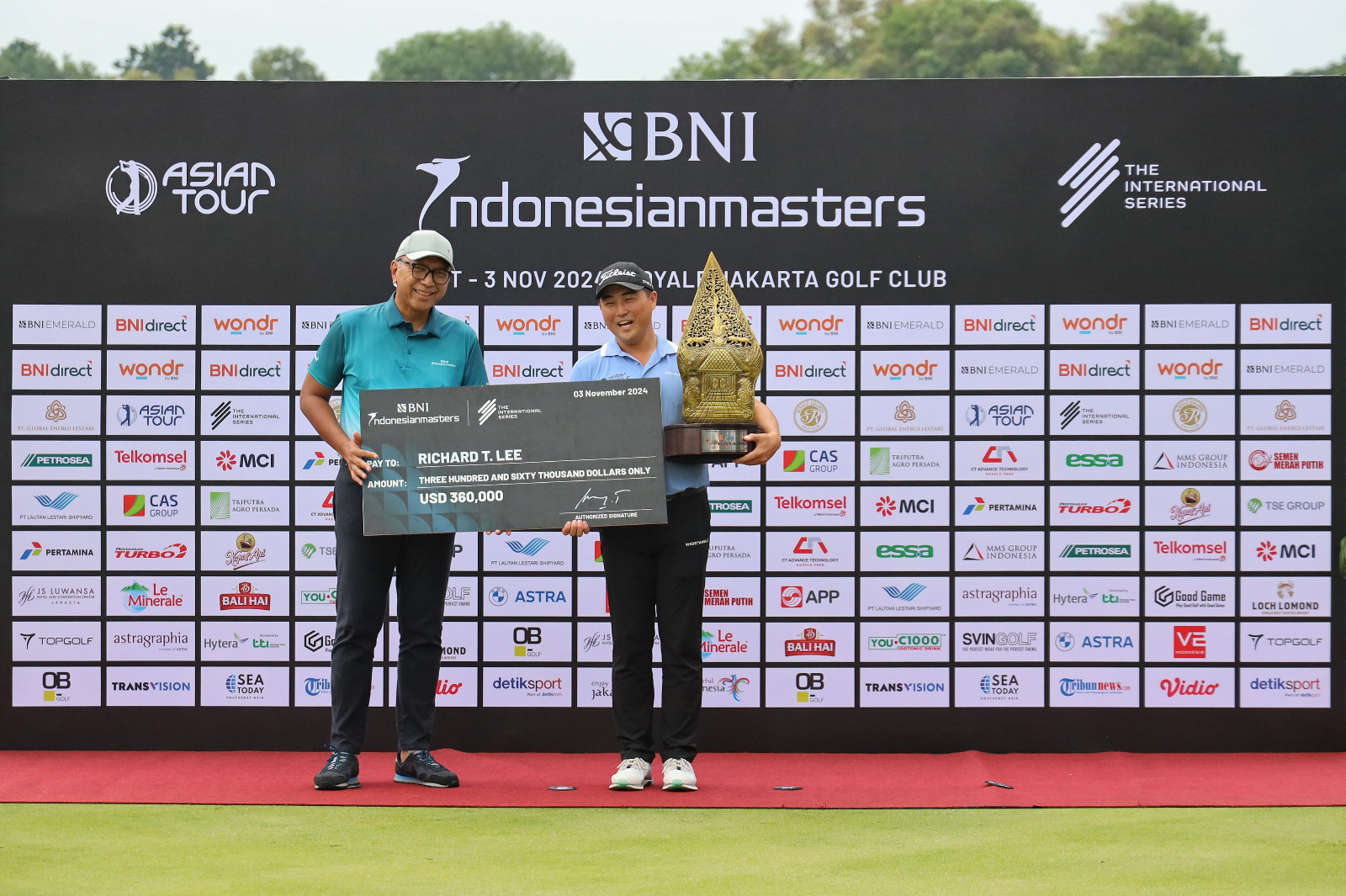 Richard Taehoon Lee keluar sebagai juara BNI Indonesian Masters 2024 di Jakarta, Ahad (3/11/2024) lalu.