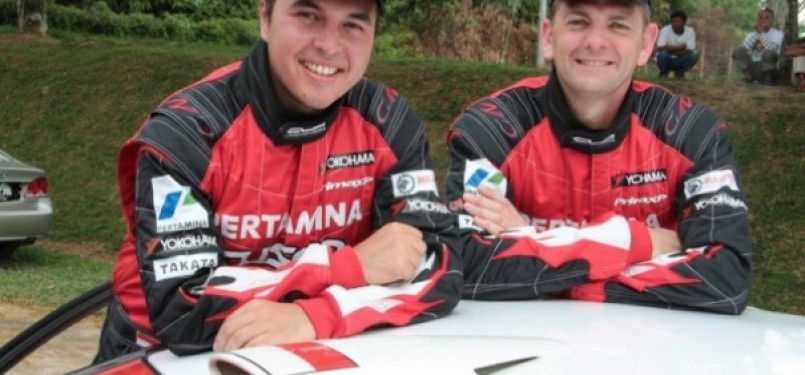 Rifat Sungkar dan Scott Beckwith dari tim Pertamina Cusco Rally Team saat rally di Asia Pacific Rally Championship (APRC) Whangarei – New Zealand