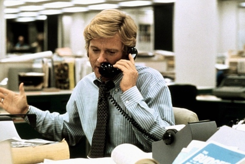 Robert Redford memerankan Bob Woodward dalam film All the President’s Men