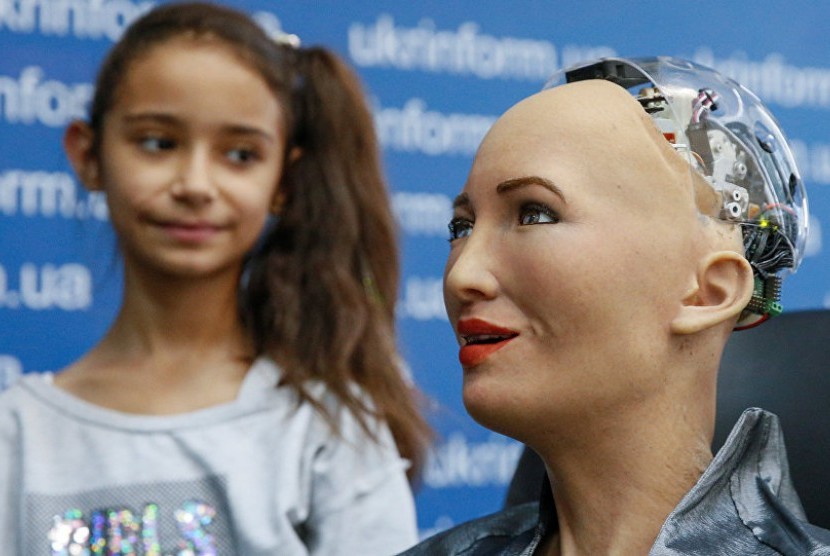 Robot dengan kecerdasan buatan (AI) bernama Sophia.