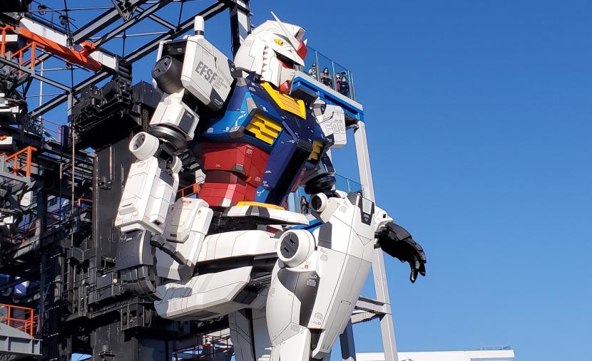 Robot Gundam Model RX-78F00 di Kompleks Gundam Factory Yokohama, Jepang.