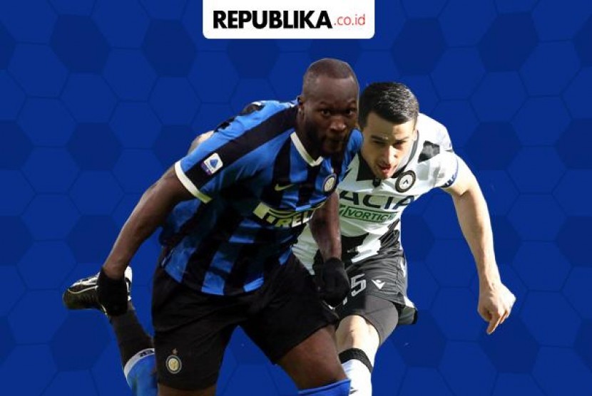 Romelu Lukaku (Inter Milan/kiri) Vs Kevin Lasagna (Udinese)