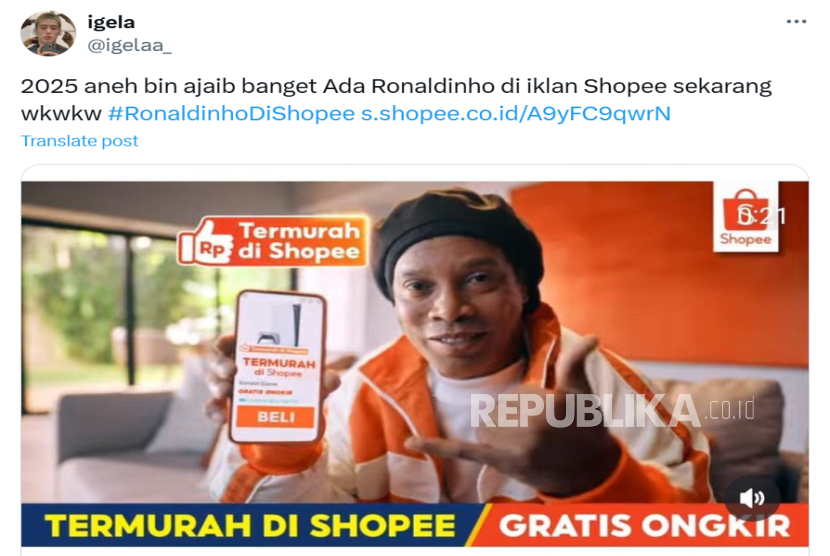 Ronaldinho Comeback! Legenda Sepak Bola Dunia Muncul di Iklan Terbaru Shopee