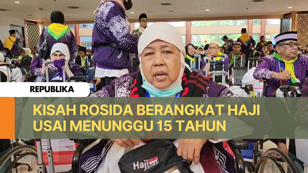 Rosida, jamaah haji asal Jakarta tengah bersiap diberangkatkan menuju Tanah Suci untuk melaksanakan haji.