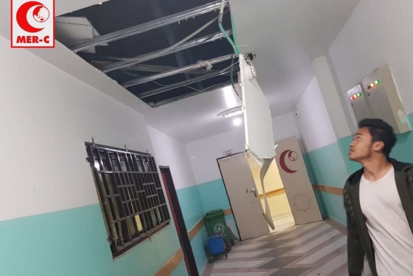 The Indonesian hospital in Gaza, Palestine, damaged by Israeli military air strikes.