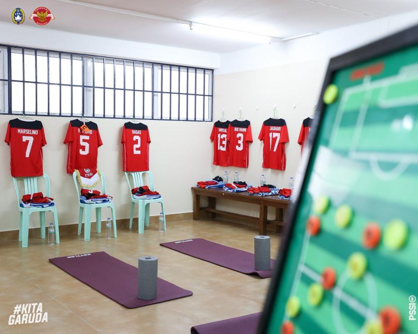 Ruang ganti cabor sepak bola putra yang disediakan Kamboja selaku tuan rumah SEA Games 2023.