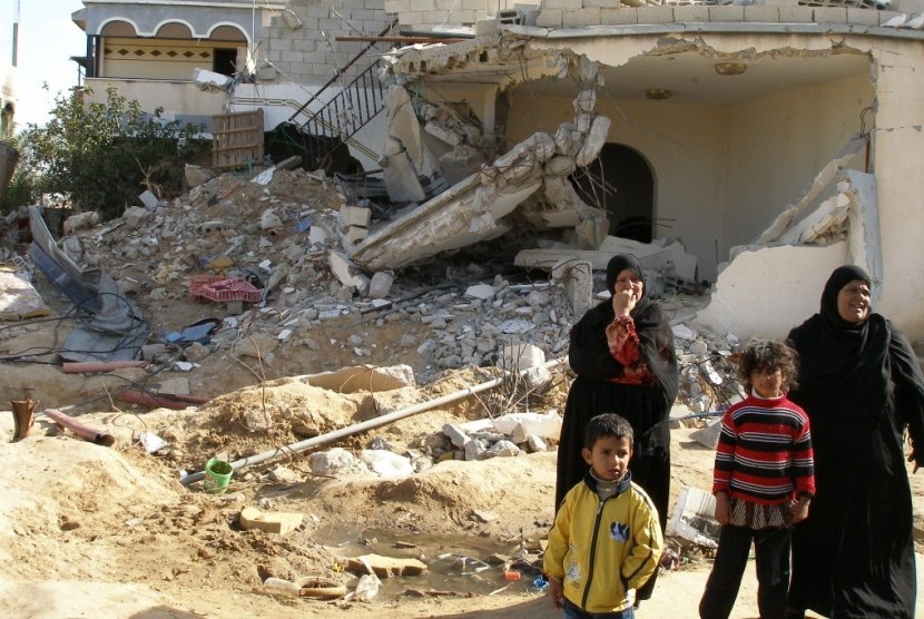 Rumah Palestina dihancurkan (ilustrasi) Israel terus melakukan penggusuran rumah warga Palestina 