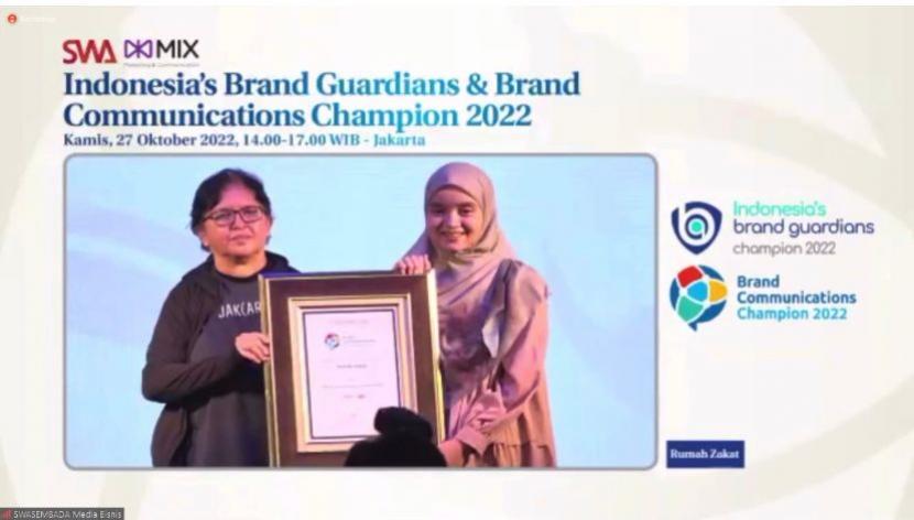 Rumah Zakat meraih penghargaan Indonesia Brand Communication Champion 2022 pada kategori The Best Social Media Performance.