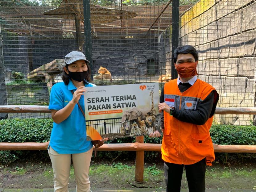 Rumah Zakat salurkan bantuan pakan hewan untuk Kebun Binatang Bandung.