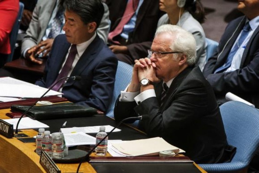 Russian Ambassador to the United Nations Vitaly Churkin listens during a UN Security Council meeting at the United Nations headquarters in New York July 18, 2014. (file photo)