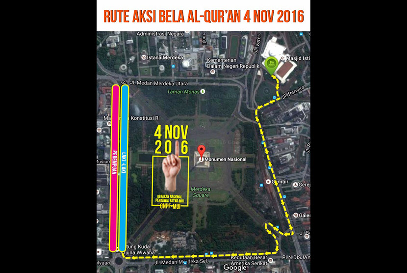 Rute Demo Bela Al-Quran 4 November