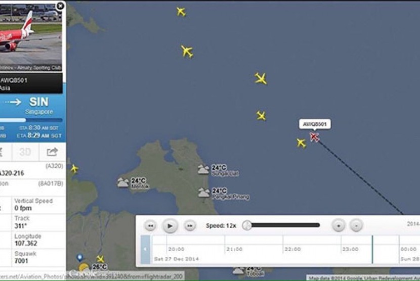 Rute pesawat Air Asia sebelum jatuh