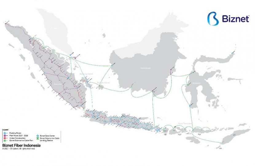 Saat ini jaringan Biznet telah hadir di lebih dari 110 kota di Indonesia dan lebih dari 55,000 KM kabel Fiber Optic telah tersebar di sepanjang Pulau Jawa, Bali, Sumatra, Bangka, Batam, Kalimantan, Sulawesi dan Flores.