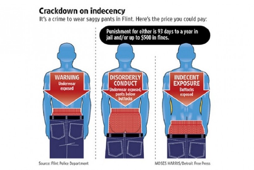 Saggy pants, the style that causes the wearer get fined. (illustration)