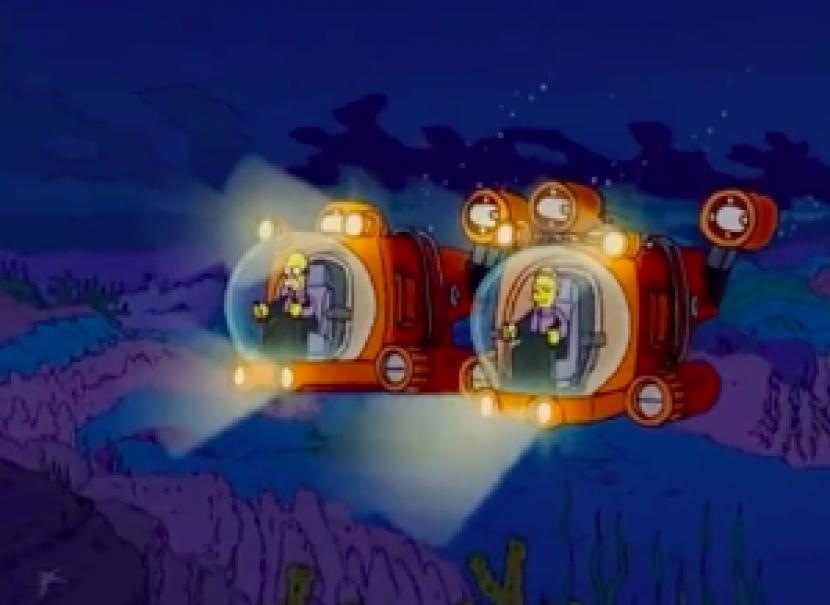 Salah satu adegan di serial The Simpsons yang disebut mirip tragedi kapal selam Titanic yang hilang.