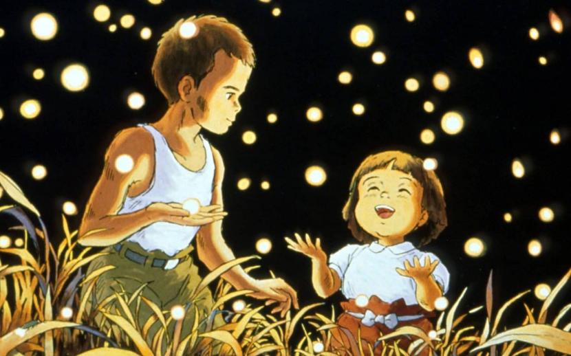 Salah satu adegan film animasi Grave of the Fireflies. Ini menjadi salah satu film animasi yang mempunyai rating 100 persen di Rotten Tomatoes.