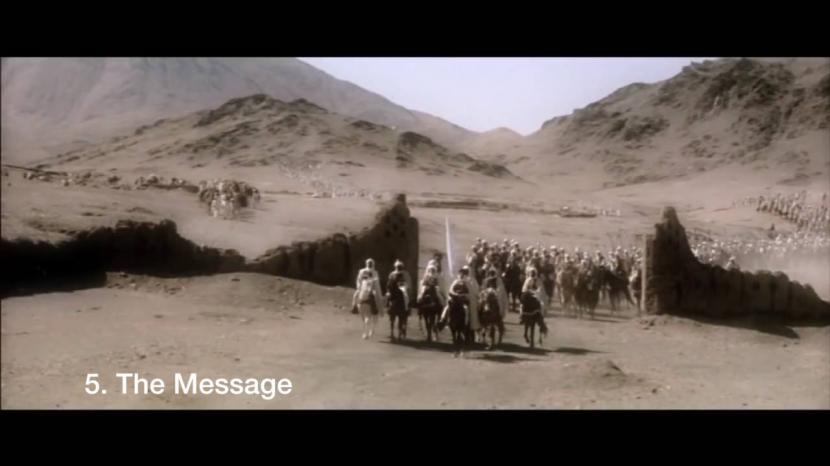 Salah satu adegan film The Message yang menceritakan peristiwa Hijrah nabi Muhammad SAW ke Madinah dari Makkah.